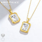 925 Silver 14K Gold Plated Rectangular D Color VVS1  Moissanite Pendant 2ct Shiny Classic Fashion Jewelry for Women Engagement