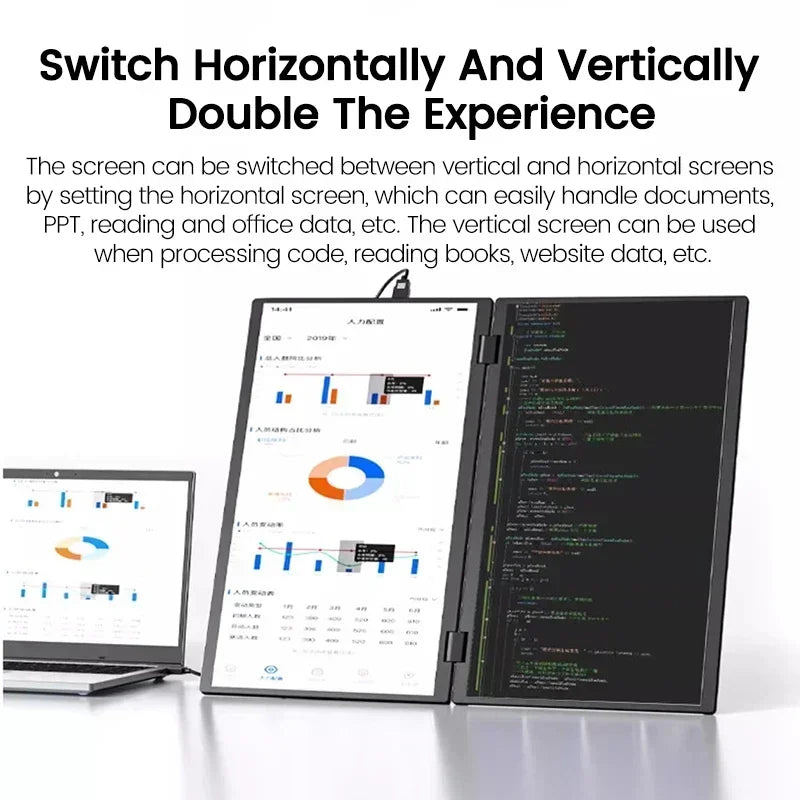 16 Inch 2.5K Dual Screen Portable Monitor 2560*1600P 16:10 100%sRGB With 360° Flip External Screen For PC Laptop Mac Phone PS4/5