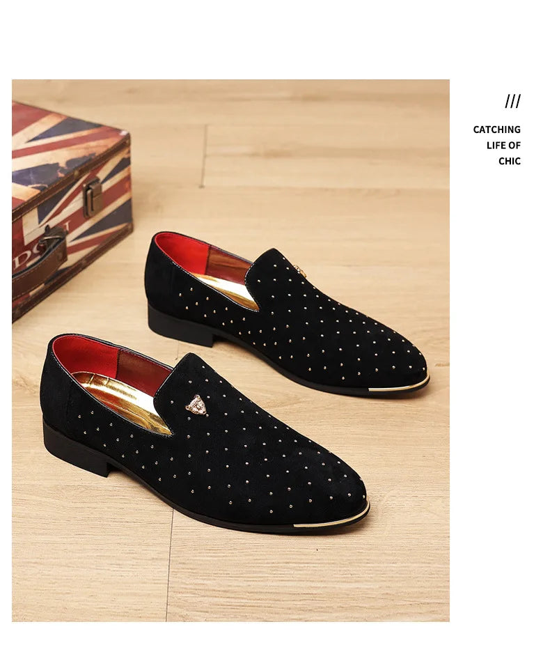 Men Loafers Leather Dress Shoes for Man Slip on Loafers Elegant Shoes Fashion Men's Flats Club Party Shoes Male Zapatos Hombre