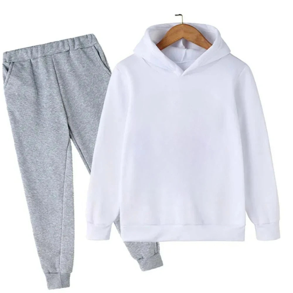 Autumn and Winter Children's Fashion Sports Hoodie+Pants Set for Boys and Girls Aged 4-14, Casual and Comfortable 2-piece Set