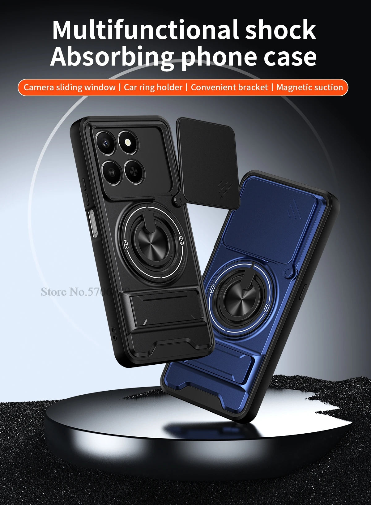 Armor Case For Honor 400 Smart 5G Case Shockproof Slide Lens Protector Phone Cover For Honor 400 Smart Case Fundas With Ring