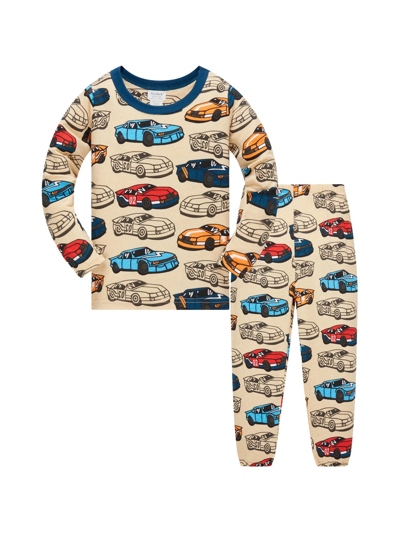 Children's clothes 100% Cotton Pajama Set for boys,  fully printed Cartoon car  Children's sleepwear Set for 1-8 Years