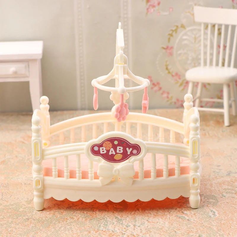 1:12 Dollhouse Miniature Mini Baby Bed Cradle Nursery Room Furniture Decoration Accessories Model Kids Toys Gift
