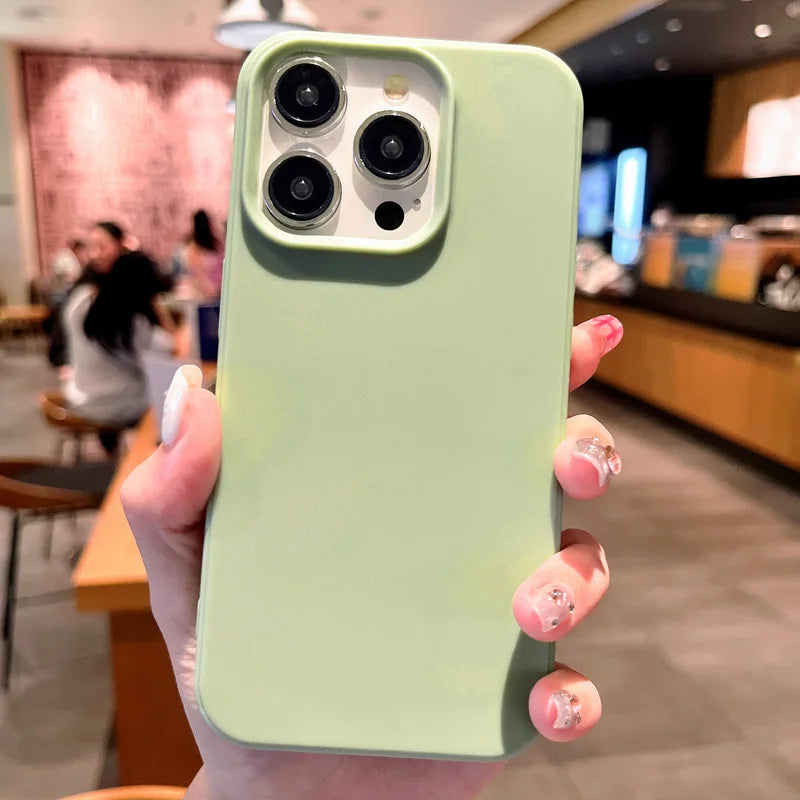Fashion Candy Colors Soft Phone Case for IPhone 16 12 14 13 15 Pro Max 14Plus Camera Bumper Shock Protection Matte Cover Coque