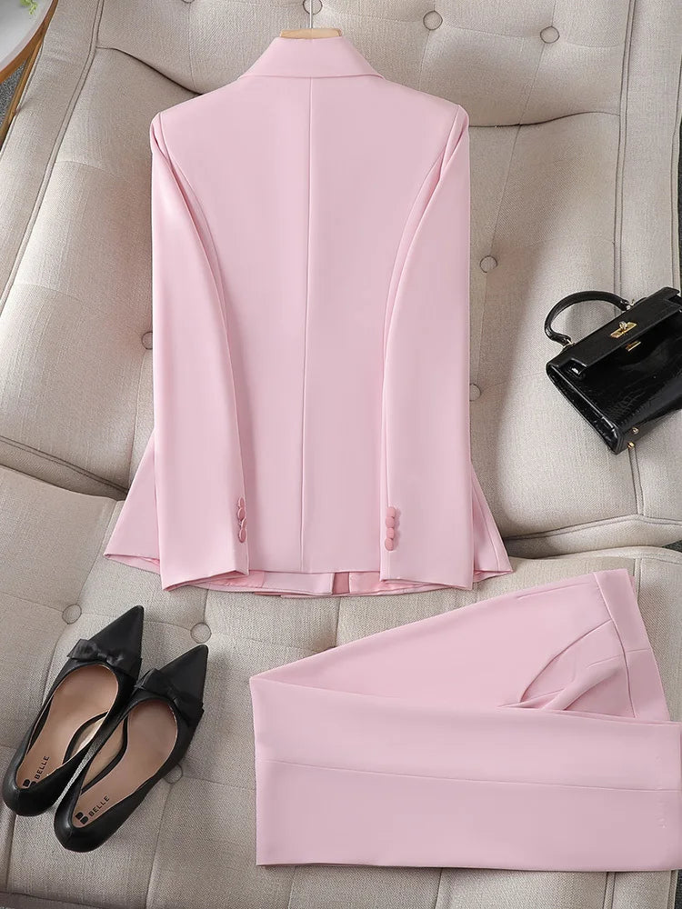 Women's Winter Retro Casual Irregular Suit Jacket Half Skirt Set Commuting Solid Double Breasted Suit Half Skirt Two-piece Set