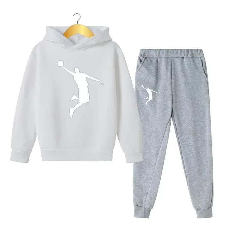Autumn and Winter Children's Fashion Sports Hoodie+Pants Set for Boys and Girls Aged 4-14, Casual and Comfortable 2-piece Set