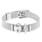 Fashion Stainless Steel For Woman Men Bracelet Mesh Bracelet Set Crystal Heart Anchor Charm Fine Bracelet Bangle Female Lover