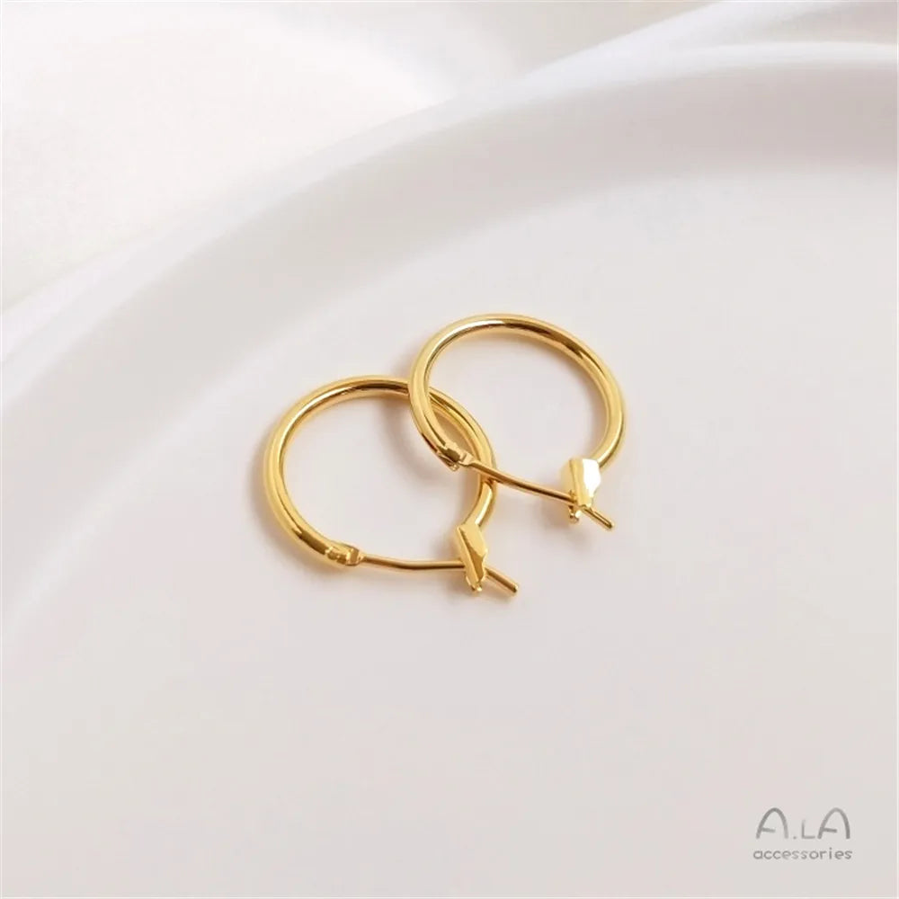 14K Gold Color Plated French Earrings simple Circle Earrings European and American ins handmade materials DIY Earrings