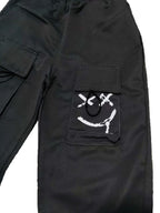 Boys' overalls, casual trousers, multi-pocket joint style, contrast color style, machine washable 7-14 years old, large size, sm