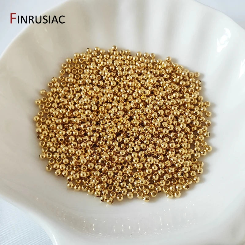 14k/18k real gold plated Round 2/2.5/3/4/5/6mm Spacer Beads For Jewelry making Beads Accessories Findings Wholesale