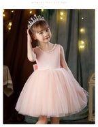 2-10 Years Girls Princess Dress Summer Tulle Big Bow Girls Wedding Dress Piano Performance Costume Host Costume New Kids Clothes