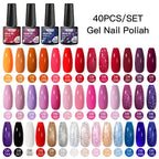 Mtssii 20/40/60Pcs Nail Gel Polish Set Kit Nude Pink Glitter Nail Art UV Gel Manicure Set Vernis Semi Permanent Base Top Coat