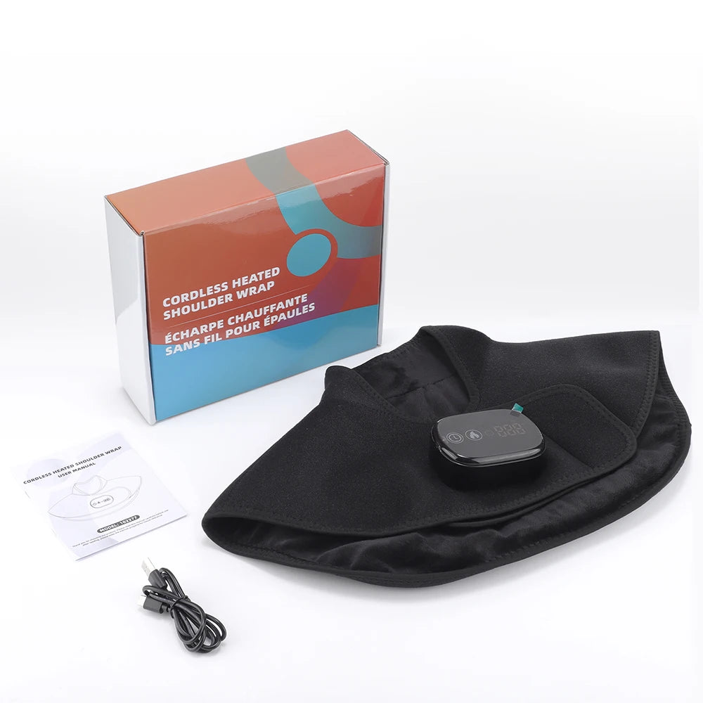 Cordless Heating Shoulder Neck Pad With Ajustable 4 Level Heated 5 Level Timer Electric Shoulder Neck Hot Compress Warm Winter