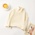 1pcs Children T-Shirt Cute Cartoon Solid Top Baby Korean Clothing Kids Half High Collar Long Sleeve Base Shirt Girls Boys Tshirt
