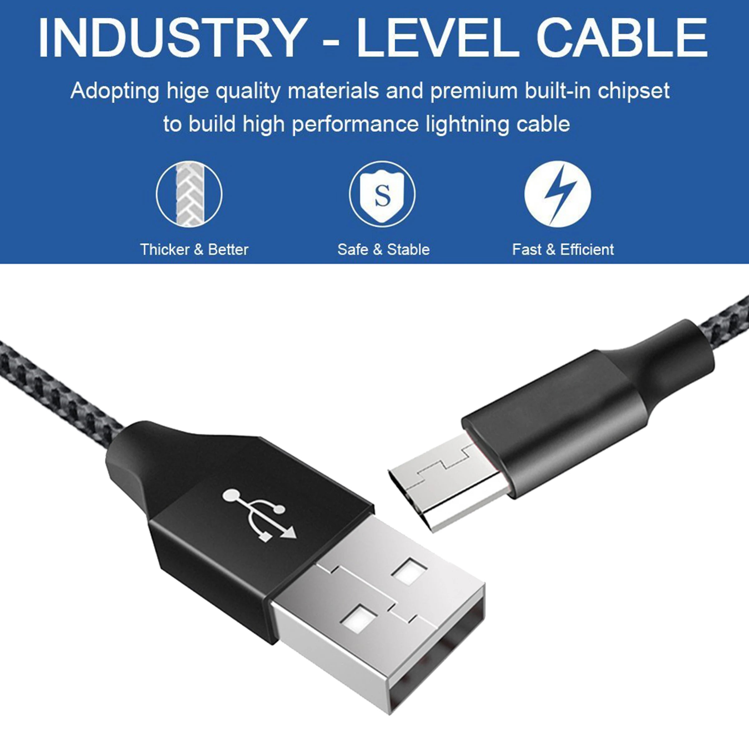 Android Data Cable Fast Charging Cable for Older Phones with Trapezoidal Port Charger Cable Dual-Engine Micro USB Suitable for Huawei Xiaomi Vivo Meizu Honor Oppo Android Car Fast Charging Cable 1m