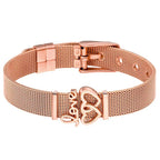 Fashion Stainless Steel For Woman Men Bracelet Mesh Bracelet Set Crystal Heart Anchor Charm Fine Bracelet Bangle Female Lover