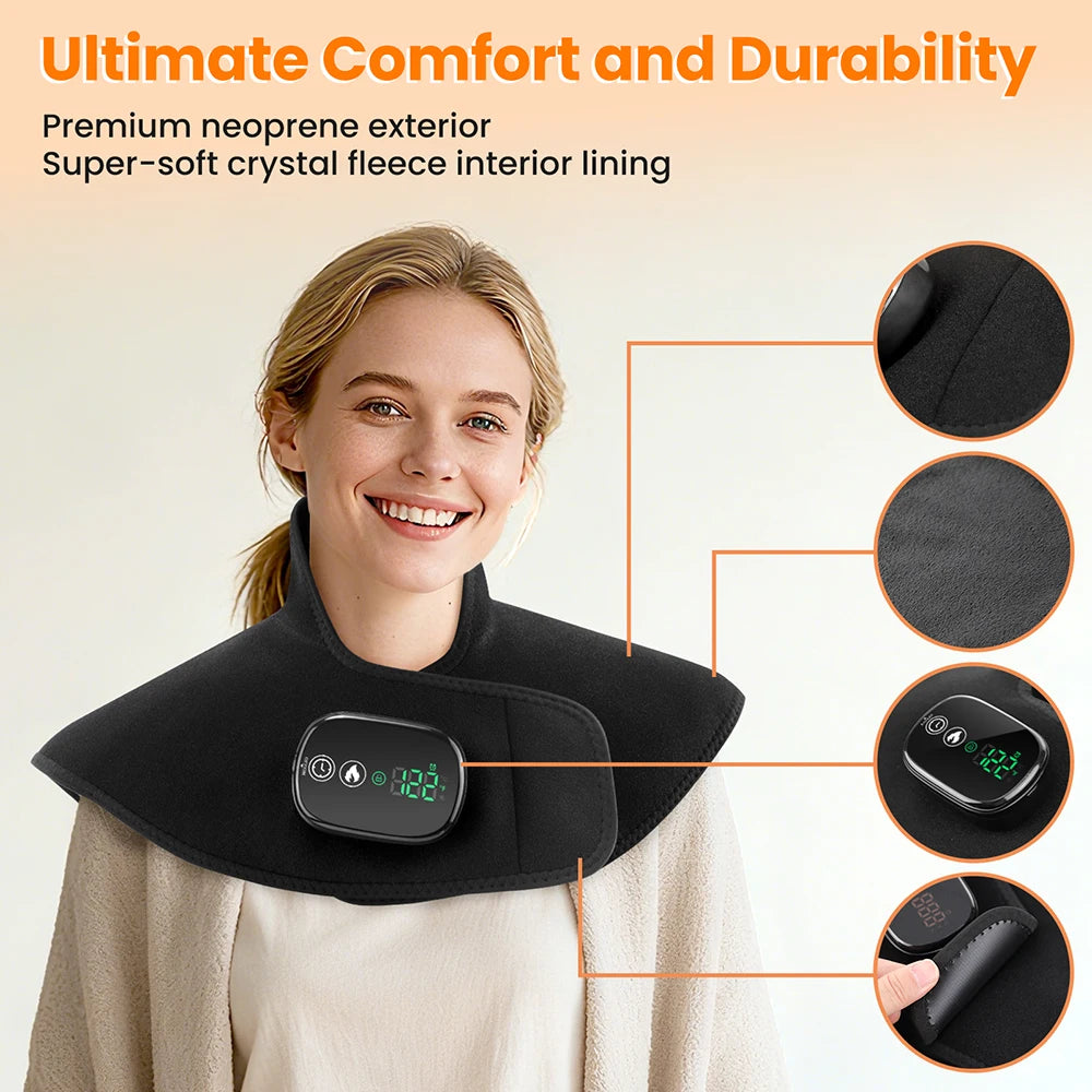Cordless Heating Shoulder Neck Pad With Ajustable 4 Level Heated 5 Level Timer Electric Shoulder Neck Hot Compress Warm Winter