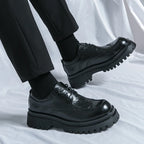 Fashion Patent Leather Men's Formal Shoes Comfortable Platform Luxury Genuine Leather New Elegant Man Wedding Social Derby Shoes