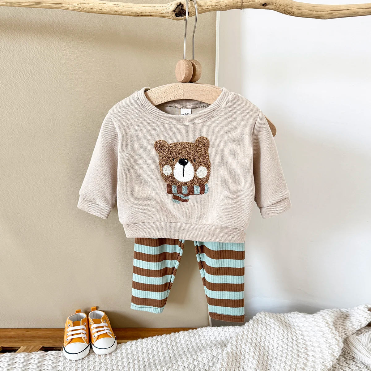 Baby Boy Clothes Winter Autumn Infant Suit Sets Girl Long-Sleeved Cute Bear Top Pants Kids Children 0-3 Years Toddler Outfits
