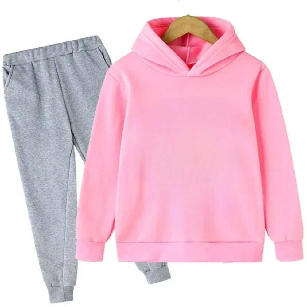 Autumn and Winter Children's Fashion Sports Hoodie+Pants Set for Boys and Girls Aged 4-14, Casual and Comfortable 2-piece Set