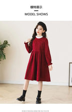 2026 winter spring Europe French Kids Baby girl clothes red long sleeve party princess Dress teenager new 4 8 9 10 14 12 year