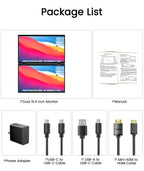 16 Inch 2.5K Dual Screen Portable Monitor 2560*1600P 16:10 100%sRGB With 360° Flip External Screen For PC Laptop Mac Phone PS4/5