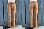 2026 Spring New Arrival Women's Pink Jeans, Blue Heart-Pattern Decorated Stretch Denim Trousers, Fashionable Flared Long Pants.