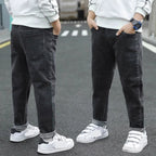 3-12 Years Old Spring Autumn Boys Jeans Fashion Splicing Slim Fit Style Long Denim Pants For Kids Children Trousers