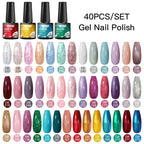 Mtssii 20/40/60Pcs Nail Gel Polish Set Kit Nude Pink Glitter Nail Art UV Gel Manicure Set Vernis Semi Permanent Base Top Coat