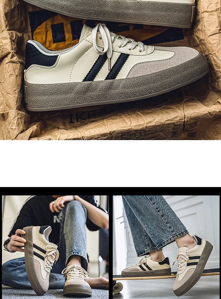 Men's Trendy Popular Leisure Shoes Versatile Soft Leather for Men Sneakers Man Low-top Wear-resistant Sports Walking Footwear