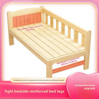 Solid Wood Children's Bed, Boy's Single Bed, with Guardrail, Girl's Princess Bed, Widened and Connected, Customizable