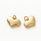 4pcs/lot 14K 18K Gold Plated Heart Charm with Jump Ring Necklace Making Supplies Solid Love Pendant For DIY Jewelry Accessories