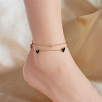 DIEYURO 316L Stainless Steel Heart Love Anklets For Women Girl New Trend Multi-layer Leg Chain Non-fading Jewelry Gift Party