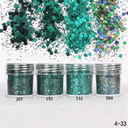 Holographic Glitter set 4 different shines Nail Sequins 10 grams each jar Holographic Cosmetic Festival Chunky Glitters Sequins