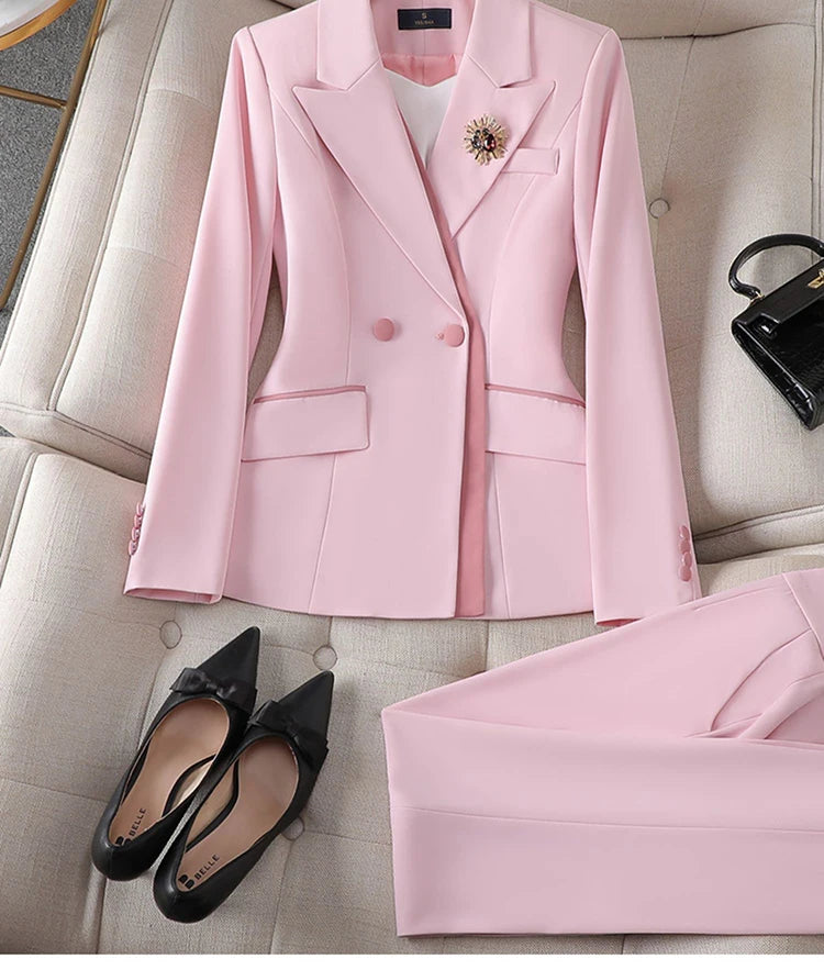 Women's Winter Retro Casual Irregular Suit Jacket Half Skirt Set Commuting Solid Double Breasted Suit Half Skirt Two-piece Set