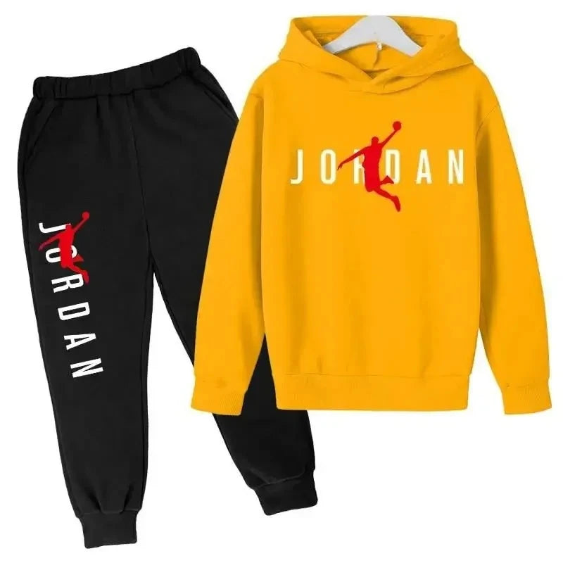 Autumn Leisure Letter Print Childrens Hoodie Long Sleeve+Pants Suits 2 Piece Set 3-14 Y Boys Girls Outfits Streetwears Sportsuit
