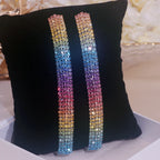 Fashion Geometric Square Crystal Earrings Ladies Exaggerated Long Earrings Wedding Jewelry Rhinestone Tassels Earrings for Women