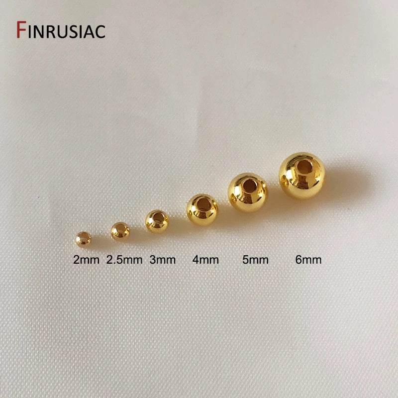 14k/18k real gold plated Round 2/2.5/3/4/5/6mm Spacer Beads For Jewelry making Beads Accessories Findings Wholesale