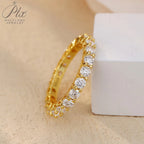 14K 18K Gold Plated Ring S925 Silver Pave Ring White Moissanite Ring Round Brilliant Cut Party Wedding Engagement Jewelry Gift