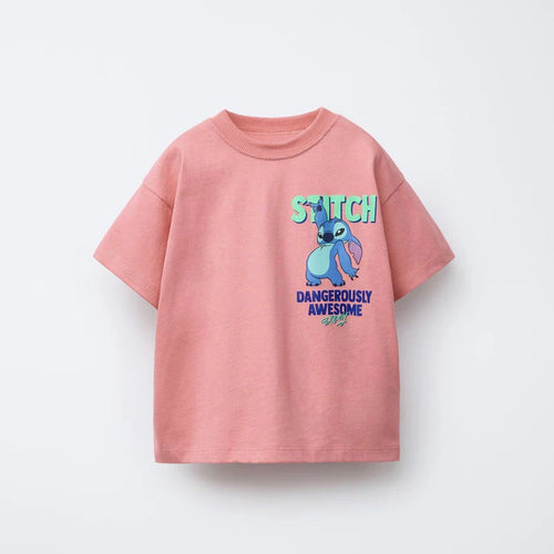 1-7 Age Disney Cartoon T-shirt 2026 Summer New Kids Clothing Short Sleeve Tops Tees Fashion Casual O-neck Pullover Tshirts