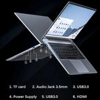 14.1" Slim Bezel Laptop Intel N3700 16GB RAM 1TB SSD Win11 Lightweight Office Entertainment Notebook