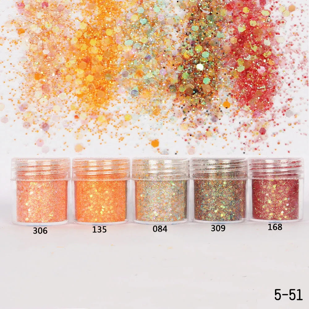 Holographic Glitter set 4 different shines Nail Sequins 10 grams each jar Holographic Cosmetic Festival Chunky Glitters Sequins