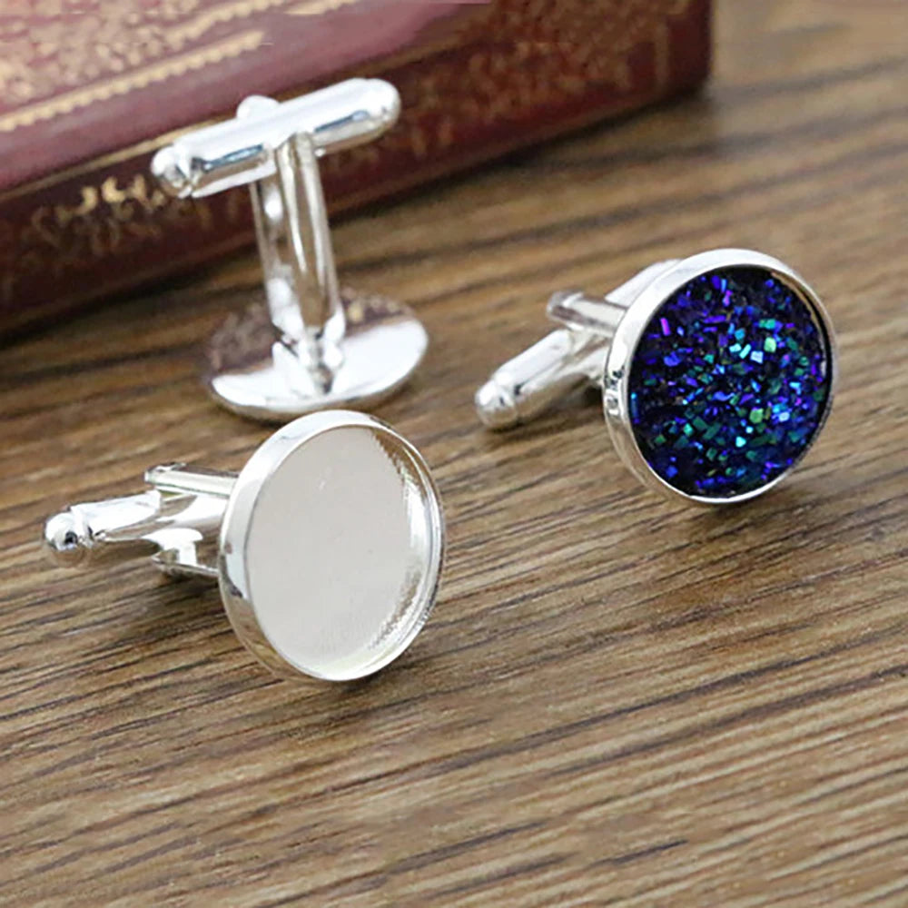 10pcs/ lot 10mm,12mm,14mm,16mm,18mm,20mm, Bright Silver Plated Copper Cufflink Base Cuff Link Settings Cabochon Cameo Base