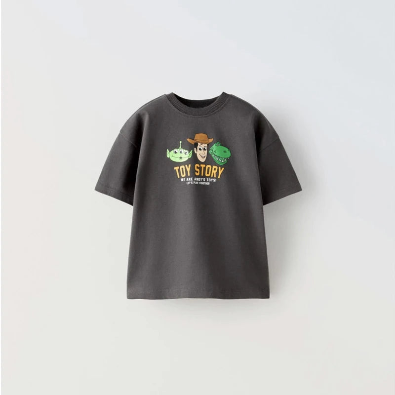 1-7 Year Old Kids Clothes T-shirt Cartoon Printed Fashion Short Sleeved Tops Tees Children's Wear Casual O-neck Boy's T Shirts