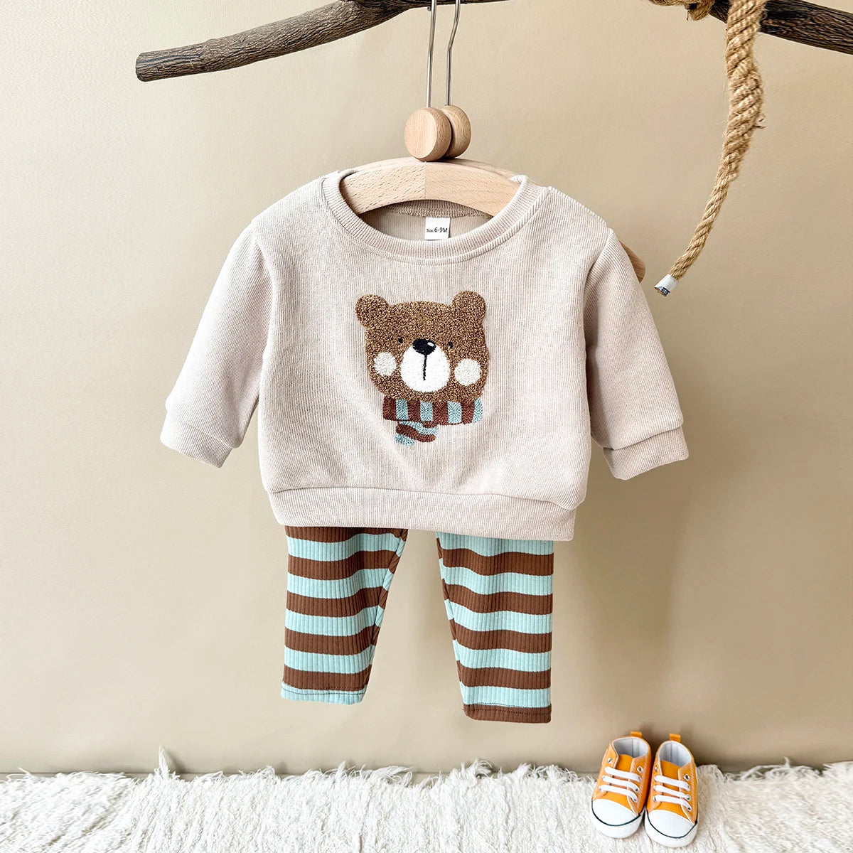 Baby Boy Clothes Winter Autumn Infant Suit Sets Girl Long-Sleeved Cute Bear Top Pants Kids Children 0-3 Years Toddler Outfits