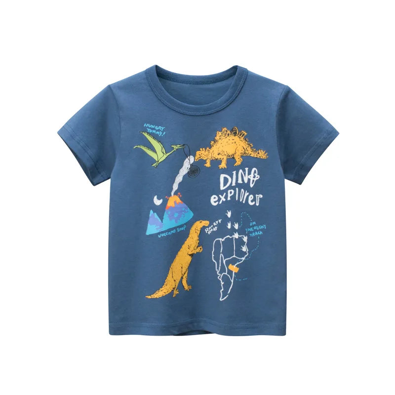 2-8T Toddler Kid Baby Boys Clothes Summer Cotton Top Infant Short Sleeve T Shirt Fashion Cute Tee Boys Tshrit Outfits