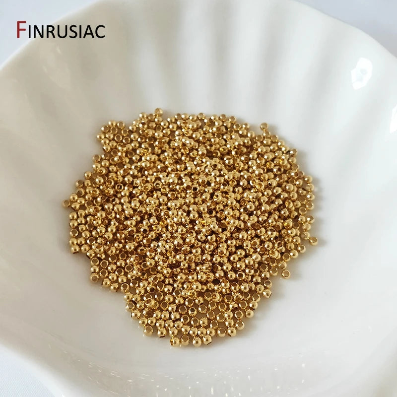 14k/18k real gold plated Round 2/2.5/3/4/5/6mm Spacer Beads For Jewelry making Beads Accessories Findings Wholesale