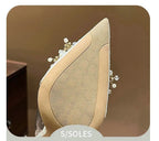 French Bride Gold Wedding Shoes for women Thin Heel Pointed Shallow Mouth Flower Rhinodrill High Heels Bao Head Fashion Sandals