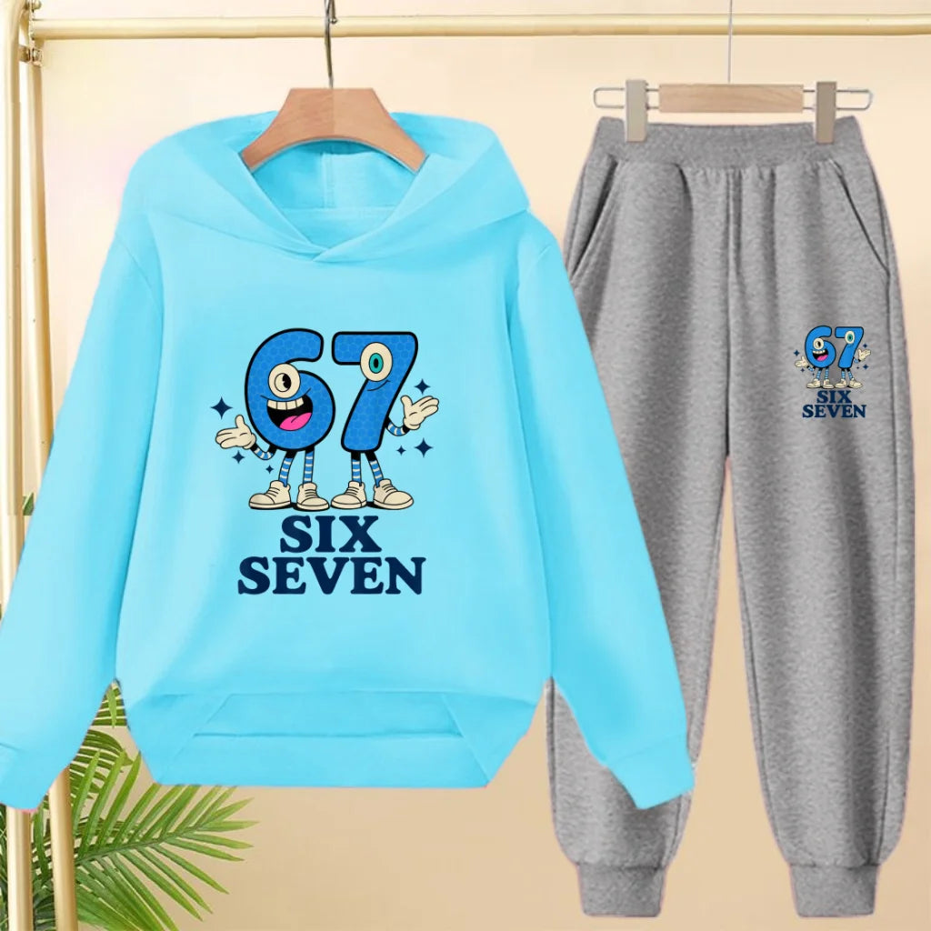 Kids Leisure Clothes Boy Girls Spring Hoodie 67 six seven Print Graphic Children Clothing 3 To 12 Age Comfortable Sportswear Set