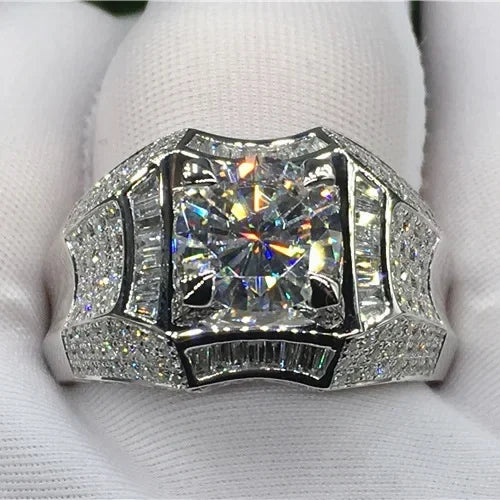 14K Gold 3 Carats Diamond Ring for Men Rock 14k Gold Jewelry Anillo Esmaltado Silver 925 Jewelry Bague Diamant Bizuteria Rings